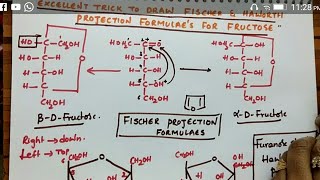 Fischer amp Haworth projection formulas for Fructose Biomolecules class 12 chemistry [upl. by Anyale]