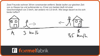 Lineare Funktionen Wann treffen sich die zwei Freunde – Textaufgabe [upl. by Dugald627]