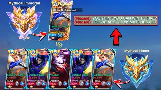 1 Mythical Immortal Vs 5 Mythical Honor High Rank Vs High Matches 1v5 All Global Alu  Who Win 😱 [upl. by Dame]