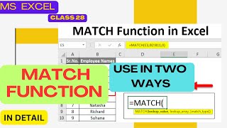 Excel Match Function Use Match in two Ways Match with Vlookup Functionvlookup match matchfunction [upl. by Lore]