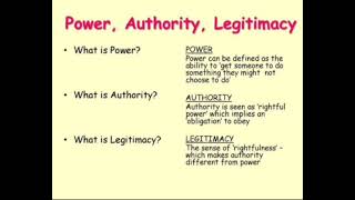 Power authority and legitimacy [upl. by Yorled119]