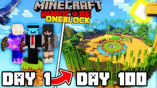 We Survived 100 Days on ONE BLOCK in Minecraft Hardcore [upl. by Arleyne]