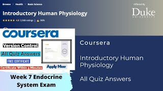 Endocrine System Exam Quiz Answers for Human Physiology Week 7 Free Certificate [upl. by Pazit293]