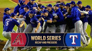 TEXAS RANGERS WIN 2023 WORLD SERIES Recap and press conferences  CBS Sports [upl. by Aicekal103]