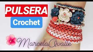 🌺😘PULSERA EN CROCHET BISUTERIA PASO A PASO😘🌺 [upl. by Leon]