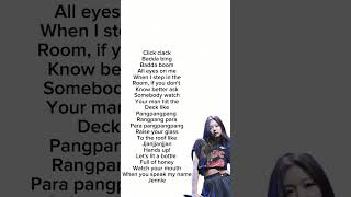 BOOMBAYAH JENNİES RAP ENGLİSH VERS 😍🔥Blackpink Jennie lyrics [upl. by Gabrielson874]