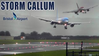 BRISTOL AIRPORT DURING STORM CALLUM  DIRECT CROSSWIND SIDEWAYS LANDINGS GO AROUNDSWITH ATC [upl. by Stacie57]