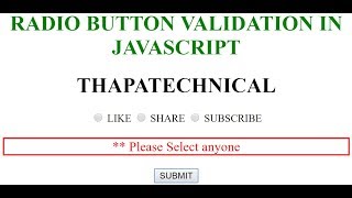 Radio Button Validation in JavaScript in Hindi 2017 [upl. by Georgetta]