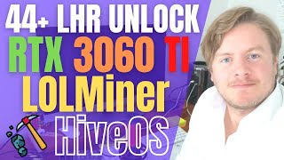 My 44MHS RTX 3060 Ti LHR Unlock Overclock Settings in HiveOS With LolMiner [upl. by Iam701]