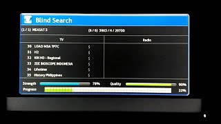 Measat 33a3b at 915E  AUTO SCAN  Signal test  Channel List  HD and SD Channels  8 Feet dish [upl. by Atikam355]