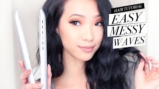 EASY Beach Waves With a Straightener Hair Tutorial [upl. by Airotcivairam]