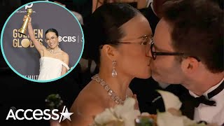 Ali Wong amp Bill Hader Share Kiss After Golden Globes Win [upl. by Novek]