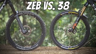 Fox 38 Vs RockShox ZEB Enduro Forks Review  SUPER Nerdy Suspension HeadtoHead [upl. by Radloff144]