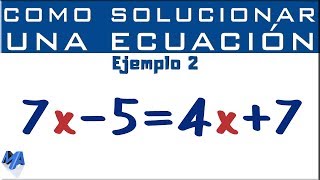 Cómo solucionar una ecuación entera de primer grado  Ejemplo 2 [upl. by Rebeca234]