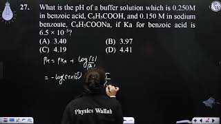 What is the pH of a buffer solution which is 0250M in benzoic acid C6H5COOH and 0150 M in so [upl. by Elum]