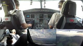 Lufthansa A320 Cockpit Takeoff through beautiful Mountains AirClips [upl. by Salvadore]