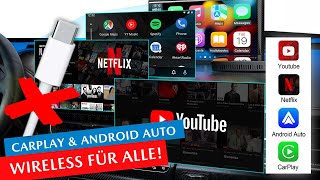 WIRELESS Apple Carplay  Android Auto nachrüsten Netflix YouTube amp Screen Mirroring möglich [upl. by Notniuq]