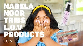 Nabela Noor Tries LOV Products [upl. by Nylirac]