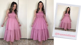 DIY CORTE E COSTURA VESTIDO MIDI TENDENCIA  ESTAMPA VICHY LASTEX [upl. by Livvie]