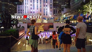 4K NEW YORK CITY  Manhattan Summer Evening Walk 5th Avenue Rockefeller Center amp 57th Street [upl. by Korb]