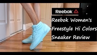 Reebok Womens Freestyle HI Colors Sneaker Try On Review [upl. by Sager93]