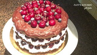 طورطة الغابة السوداء  فوري نوار بطريقة تزيين مختلفة Gâteau Forêt Noire  Black Forest Cake [upl. by Tiebout]