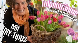 Tulpenträume mit Birke dekoriert  wirkungsvolle und natürliche Dekoidee im Frühling DIY Bastelidee [upl. by Neeroc290]