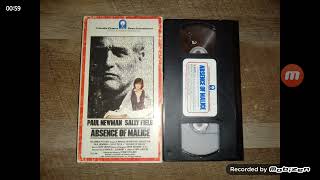 Opening amp Closing to Absence of Malice 1982 VHS True HQ [upl. by Ingalls]