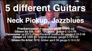 5 Guitars Comparison Jazzblues Danocaster Gibson L5 Es 335 Es Artist Frankencaster [upl. by Ahsaek]