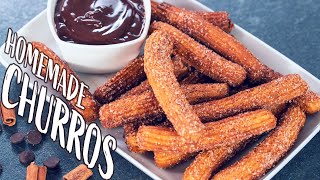 Homemade Eggless Churros with Chocolate Dipping Sauce [upl. by Ahsetal706]