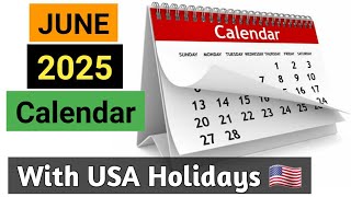 June 2025 Calendar US 🇺🇸  Jun 2025  Juneteenth 2025  Eid Al Adha 2025 [upl. by Stacy]