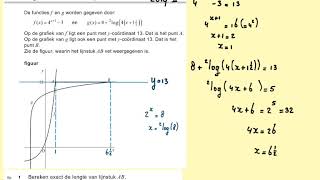 2019II Een logaritmische en een exponentiële functie vraag 1 en 2 havo wiskunde B [upl. by Martguerita]