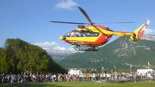 DECOLLAGE HELICOPTERE EC145 de la sécurité civile dAnnecy [upl. by Cheney]