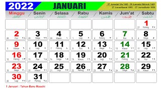 KALENDER TAHUN 2022 LENGKAP DENGAN LIBUR NASIONAL [upl. by Tamsky]