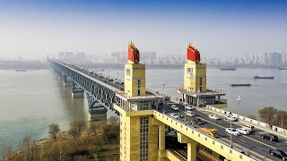 Live Walk around the Nanjing Yangtze River Bridge in green winter [upl. by Yliah407]