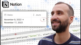 Calculer le nombre de jours entre deux dates sur Notion tutoriel [upl. by Ewolram]