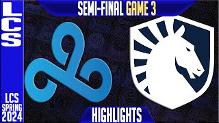 C9 vs TL Highlights Game 3  LCS Spring 2024 Playoffs Semifinal  Cloud9 vs Team Liquid G3 [upl. by Jillane]