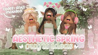 6 AESTHETIC SPRING OUTFIT IDEAS 🌷🧚🏻‍♀️  Codes  Links Included  Roblox  auvelva ♡ [upl. by Siuraj]