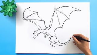 How to draw a Dragon  Flying Dragon Drawing lesson [upl. by Oninrutas541]