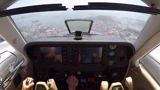 Beech Baron G58  SBRJ Cockpit View [upl. by Nomyaw]