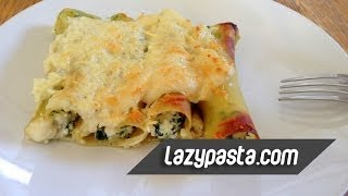 Cannelloni with spinach ricotta and bacon  easy pasta recipes by Lazy Pasta [upl. by Melc]