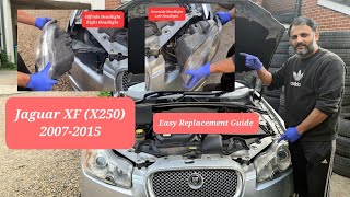 Left and Right Headlight Bulb replacement guide on Jaguar XF 2009 X250 headlamps [upl. by Dominic]