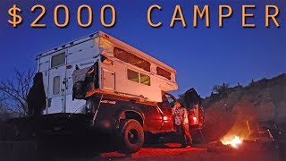 2k BUDGET PALOMINO POP UP TRUCK CAMPER Ford F250 73L Walk Through [upl. by Neumark421]