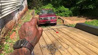 How to get NON running vehicles on and off your cartrailer SOLO using a snatch Block pulley [upl. by Howzell]