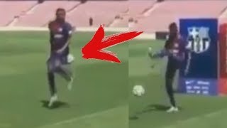 DEMBELE CRAZY FAILS during his Presentation to FC Barcelona 28082017 [upl. by Dessma397]