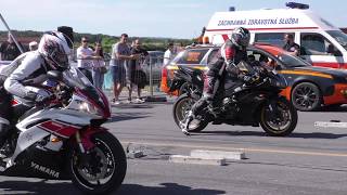 Yamaha R1 vs Yamaha R6  motorbike drag race 🚦 [upl. by Suoiluj]