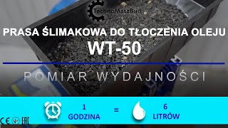 Prasa ślimakowa do tłoczenia oleju WT50  Pomiar wydajności nasiona słonecznika [upl. by Besnard]