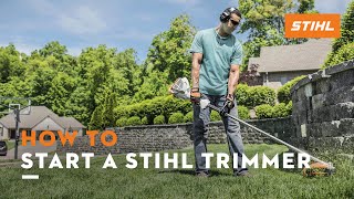 How to Start a STIHL Trimmer  STIHL Tutorial [upl. by Ejroj]