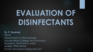 Evaluation of Disinfectants [upl. by Yhtomit749]