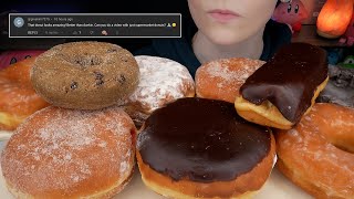 ASMR Donuts Mukbang Chocolate Cake Raspberry amp Lemon Filled Bavarian Cream Blueberry Glazed [upl. by Torrance]